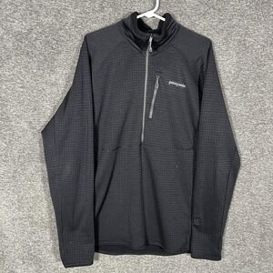 Patagonia R1 Pullover Mens XL Black Grid Fleece 1/4 Zip Base Layer Hiking Top